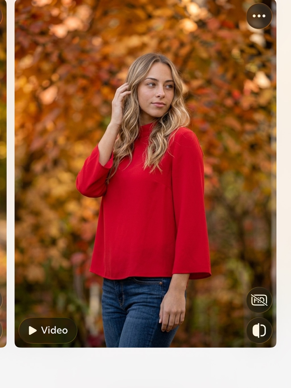 Classic Trina Turk Red Long-Sleeve Mock Neck Top